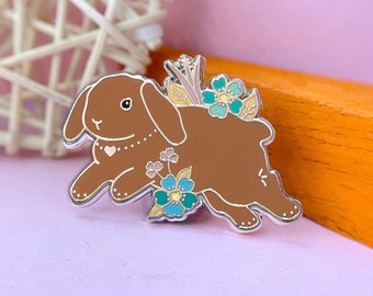 Chocolate Brown Lop Bunny Pin, Enamel Pin, Rabbit Pin, Bunny Pin, White Rabbit Pin, Rabbit Enamel Pin, Bunny Enamel Pin, Rabbit Gift