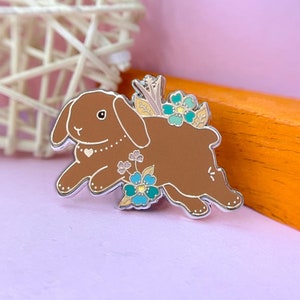 Chocoladebruine Lop Bunny Pin, Emaille Pin, Konijn Pin, Bunny Pin, Witte Konijn Pin, Konijn Emaille Pin, Bunny Emaille Pin, Konijn Cadeau