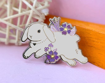 Grey Lop Bunny Pin, Enamel Pin, Rabbit Pin, Bunny Pin, White Rabbit Pin, Rabbit Enamel Pin, Bunny Enamel Pin, Rabbit Gifts, Rabbit Gift