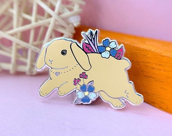 Tan Lop Bunny Pin, Enamel Pin, Rabbit Pin, Bunny Pin, White Rabbit Pin, Rabbit Enamel Pin, Bunny Enamel Pin, Pet Pin, Pet Gifts, Pet Gift