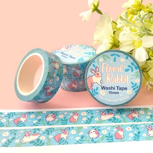 Floral Rabbit Washi Tape, 15mm Scrapbooking Tape