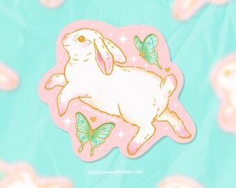 Märchen Lop Häschen-Vinyl-Aufkleber, Die geschnittene Aufkleber, Kaninchen-Vinyl-Aufkleber, Häschengeschenke, Geschenk für sie, Geschenk für Freundin, Geschenk für Mutter