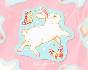 Märchen-Kaninchen-Vinyl-Aufkleber, Die Cut-Aufkleber, Kaninchen-Vinyl-Aufkleber, Häschengeschenke, Geschenk für sie, Geschenk für Freundin, Geschenk für Mutter