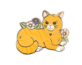 Orange getigerte Katze, Emaille Pin: Gold Pin, Haustier Geschenk