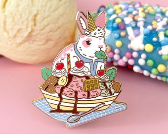 Ice Cream Rabbit Enamel Pin, Bunny Enamel Pin, Rabbit Enamel Pin, Rabbit Pins, Rabbit Pin, Bunny Pin, Ice Cream, Pin, Rabbit gifts, Bunnies