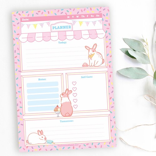 Ice Cream Shop Rabbit Memo Pad A5 Planner Rabbit Stationery Etsy