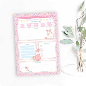 Ice Cream Shop Rabbit Memo Pad, A5 Planner, Rabbit Stationery, Bunny Stationery, Memo Pad, Notepads, Bunny gifts, Rabbit gifts, Cute Notepad