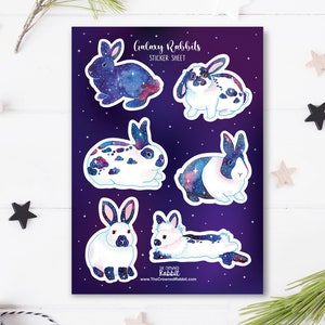 Galaxy Rabbit Vinyl Sticker Sheet, Galaxy Stickers, Rabbit Sticker, Sticker Sheet, Rabbit sticker sheet, Galaxy sticker sheet, Galaxy