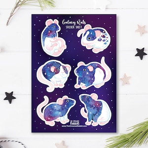 Galaxy Rat Vinyl Sticker Sheet, Galaxy Stickers, Rat Sticker, Sticker Sheet, Rat sticker sheet, Galaxy sticker sheet, Vinyl Sticker, Rats