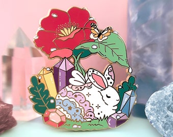 Rabbit Fairy Enamel Pin, Fairy Pin, Rabbit Pin, Enamel Pin, Fairy Gift, Rabbit Pins, Fairy Gifts, Witch Gift, Rabbit enamel pin, Enamel pins