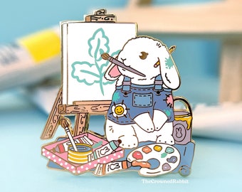 Artist Bunny Rabbit Enamel Pin, Gift for Artists, Rabbit Pins, Art Gift, Artist Gifts, Gift for Her, Hard Enamel Pins, Rabbit Gift