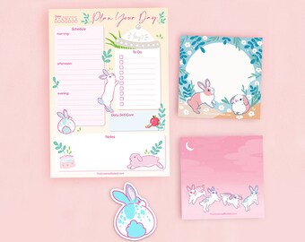 Easter rabbit stationery kawaii rabbit memos office Rabbit memo rabbit sticky notes spring stationery rabbit notes with zipper bag