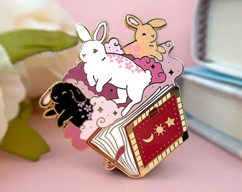 Magical Spell Book Rabbit Enamel Pin, Rabbit Pin, Enamel Pin, Rabbit Gift, Rabbit Pins, Magic Gifts, Rabbit enamel pin, Enamel pins
