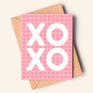 Carte de voeux coeur câlins et bisous, carte vierge, carte de Saint-Valentin, Saint-Valentin, cadeau Saint-Valentin, cadeau pour elle, XOXO, cartes d'amour