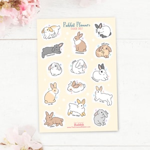 Rabbit Planner Vinyl Sticker Sheet, Planner Stickers, Planner, Rabbit Sticker, Sticker Sheet, Rabbit sticker sheet, Sticker sheets