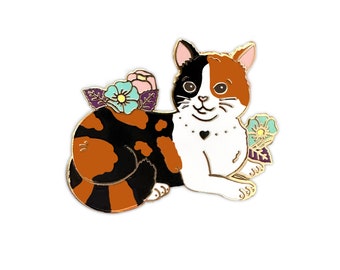Calico Cat Enamel Pin, Cat Artwork