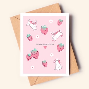 Berry Special Strawberry Rabbit Grußkarte, Blankokarte, Valentinstagskarte, Liebeskarte, Berry Special, Geschenk für geliebte, Hasenkarte