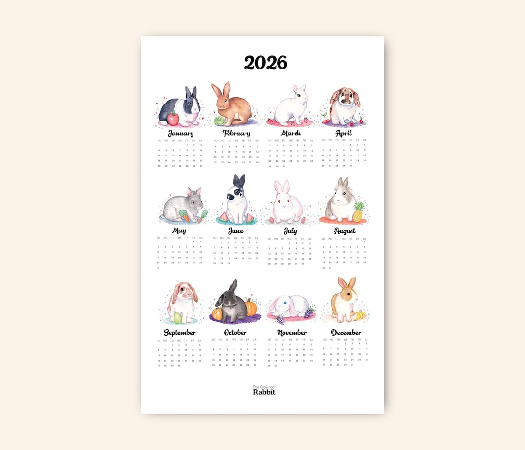 2026 Rabbit Version 1 11x17 Print Calendar, Fine Art Print - Etsy
