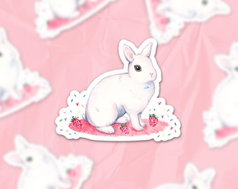 Sticker lapin blanc hotot : vinyle résistant