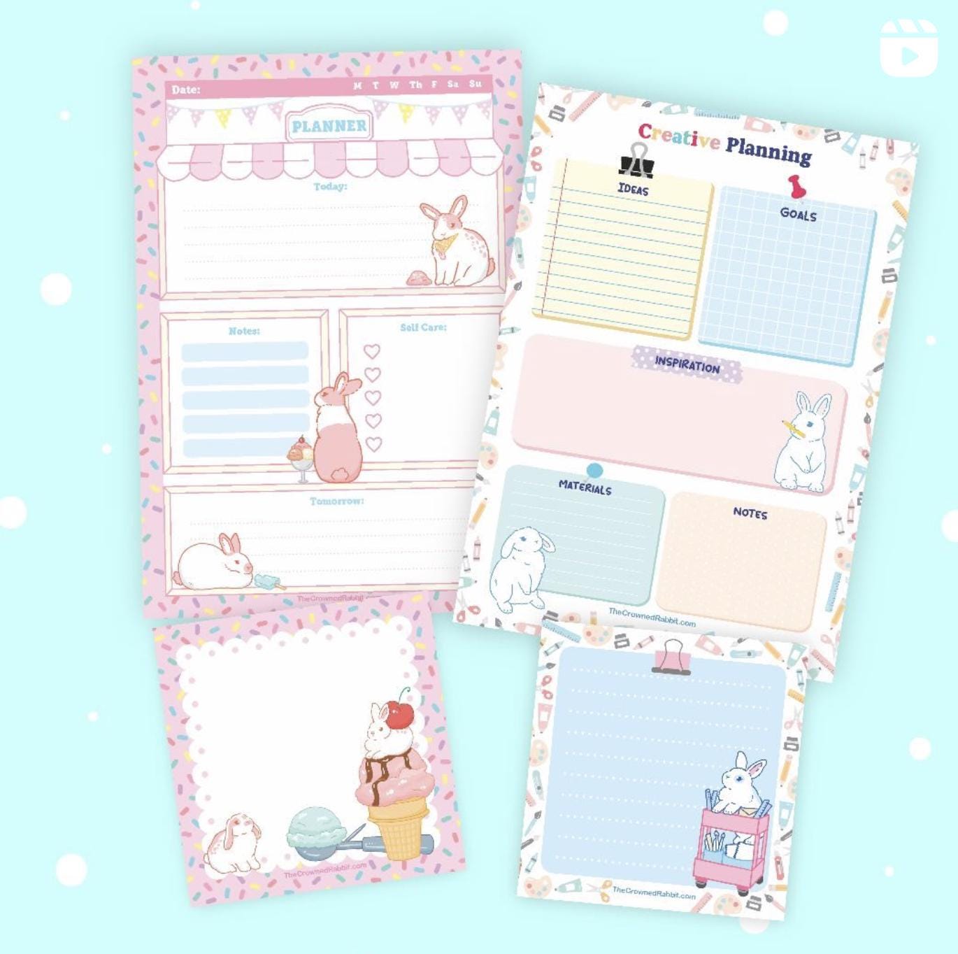 Planner Rabbet Creative Planning Rabbit Memo Pad, Planner, Rabbit Stationery, Bunny ...