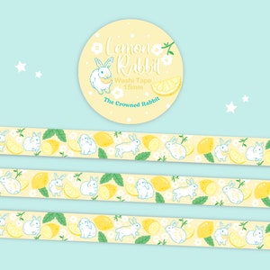 Lemon Rabbit Washi Tape, Washi Tape, Fruit Washi Tape, Rabbit Washi Tape, Bunny Washi Tape, Lemon Stickers, Fruit Stationery