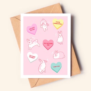 Süße Herz Kaninchen Valentinstag Grußkarte, Blanko Karte, Valentinstag Karte, Valentinstag, Valentinstag Geschenk, Valentinstag Geschenk