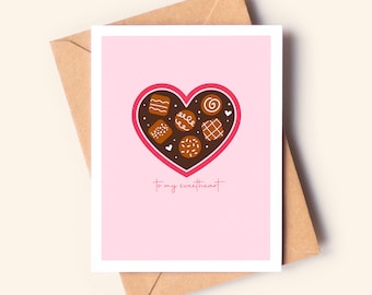 To My Sweetheart Greeting Card, Blank Card, Valentine's Day Card, Valentine's Day, Valentines Gift, Chocolate Heart, Gift for Her, Love Card