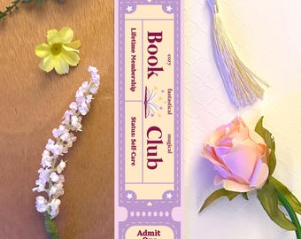 Boekenclub bladwijzer, kawaii bladwijzer, boekenclub, sprookjesboek, kawaii bladwijzer, ticket bladwijzer, boekenliefhebbers, unieke bladwijzers, magisch boek