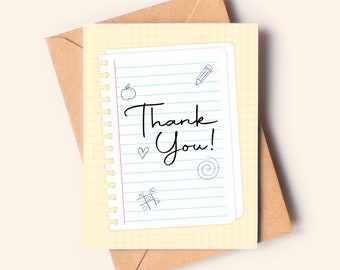 Thank you Greeting Card, Blank Card, Teacher Appreciation, Gift for loved ones, Teacher card, Teacher Gift, Teacher Gifts