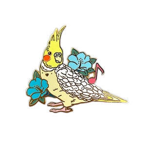 Lutino Cockatiel Pin, Cockatiel, Cockatiel Pins, Bird Pin, Bird Gift, Enamel Pin, Cockatiel Gift, Enamel Pin, Pet Bird, Pet Cockatiel
