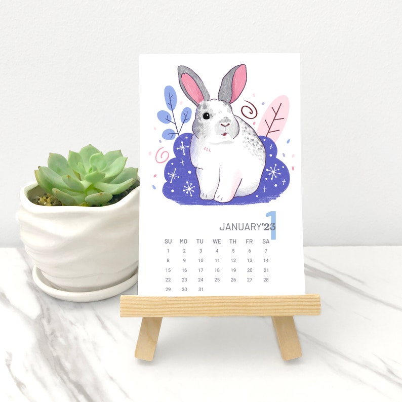 2023 Rabbit Ver.2 Calendar With Wooden Easel 2023 Calendar - Etsy