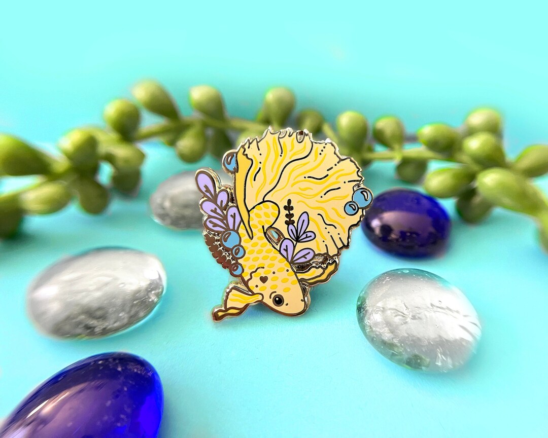 Yellow Betta Fish Enamel Pin, Betta Fish, Betta, Betta Pin, Fish Pin ...