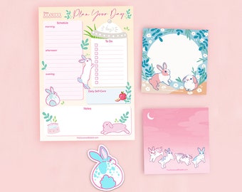 Rabbit Stationery Set w/ FREE Magnet, Rabbit Stationery, Bunny Stationery, Memo Pads, Notepads, Bunny gifts, Rabbit gifts, paper goods