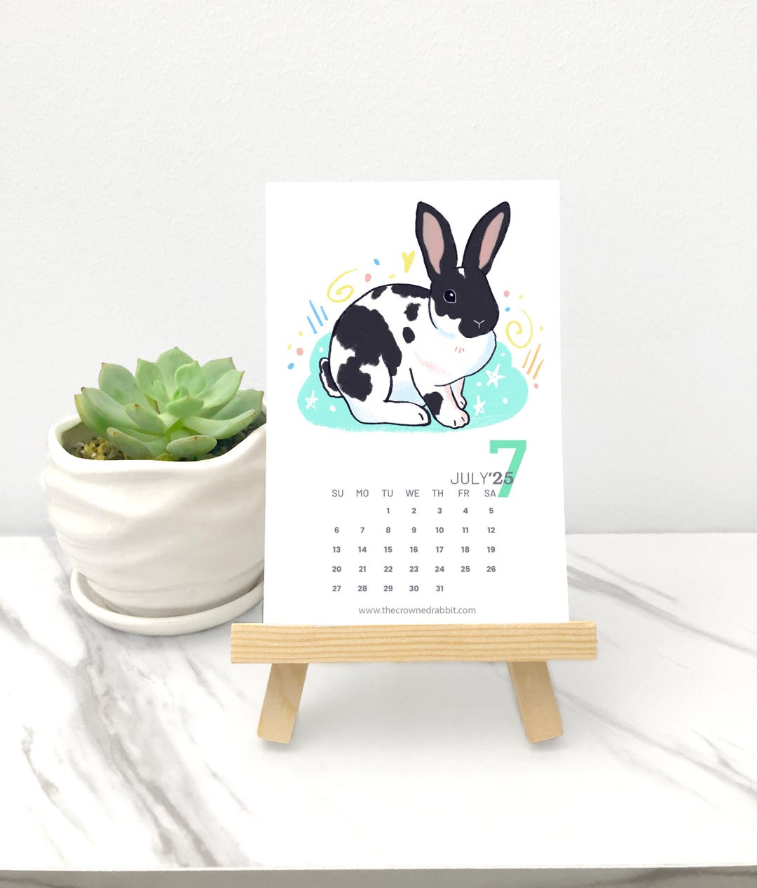 2026 Rabbit Ver.2 Calendar With Wooden Easel, 2026 Rabbit Calendar - Etsy