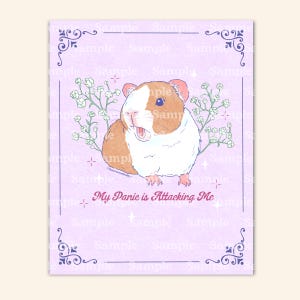 My Panic is Attacking Me Guinea Pig, 8x10 Art Print, Guinea Pig Print, Fine Art Print, Guinea Pig Art, Gift for Her, Gift Ideas