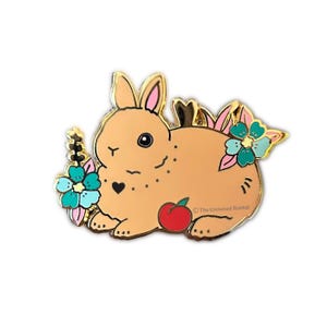 Bruine Nederlandse dwergkonijn pin, emaille pin, konijn pin, wit konijn pin, konijn email pin, email pin konijn, konijn geschenken, konijn cadeau
