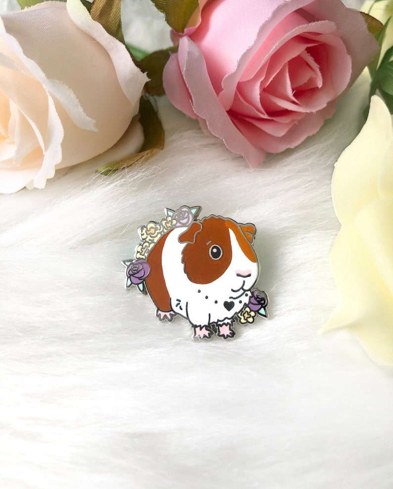 Calico Guinea Pig Enamel Pin Hard Enamel Lapel Pin, Pet Gifts, Gift for Pet Lovers, Guinea Pig Gift, Gift For Guinea Pig, Guinea Pig Art image 1