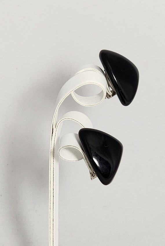 Lucite 1970s High Gloss Black Triangular Pyramids… - image 2