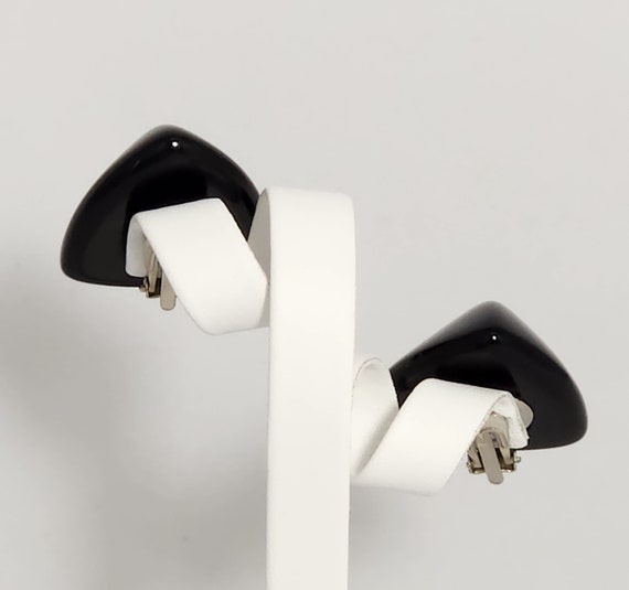 Lucite 1970s High Gloss Black Triangular Pyramids… - image 3
