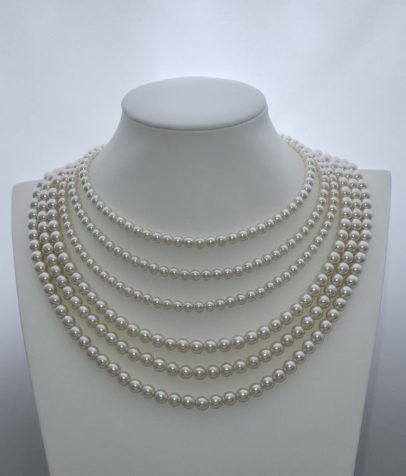 JAPAN Mid Century Faux White Pearls Glass Beads 6 