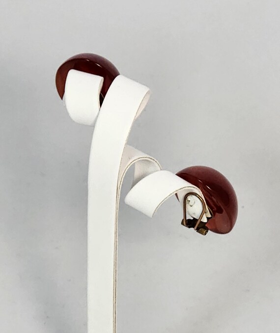 Bakelite Red Mid Century Large Translucent Oval V… - image 2