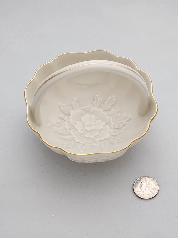 Lenox Peony Handled Basket Ivory Porcelain Gold G… - image 5