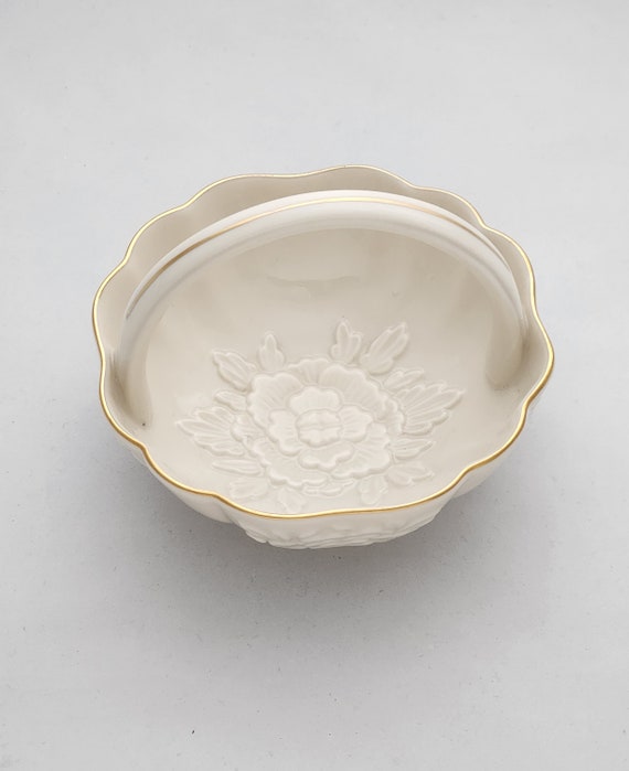Lenox Peony Handled Basket Ivory Porcelain Gold G… - image 6