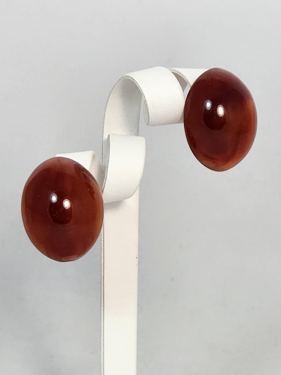 Bakelite Red Mid Century Large Translucent Oval V… - image 1