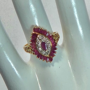 10k 英国アンティーク ルビー ホワイトトパーズ ヴィンテージ ビンテージ アールデコ リング ゴールド イギリス 昭和レトロ 金 指輪 k18 英国製（イギリス製） K10 ホワイトゴールド 天然 ブルートパーズ