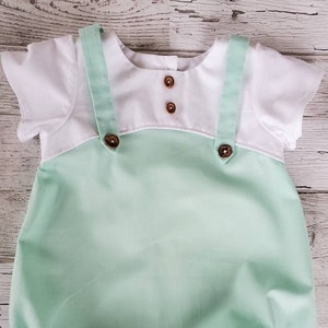 Baby Boy Romper Mint Romper Easter Clothing Green Romper Easter Photo Shoot Prop Vintage Look