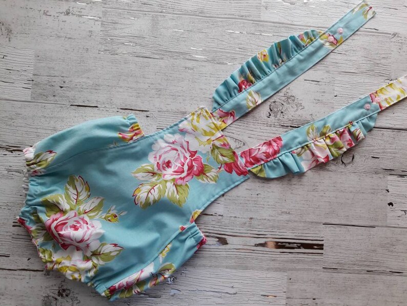 4Y Blue & Pink Rose Pinafore Romper main image 0