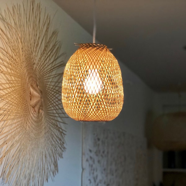 Minimalist Bamboo lampshade, Extra Small Bamboo Lampshade Pendant Light ,Boho Lampshade,Bamboo Hanging Lampshade, Shade Only