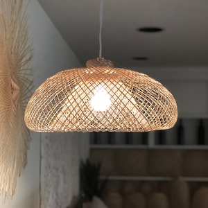 Medium Minimalist Bamboo Lampshade Pendant Light ,Boho Lampshade, Handwoven bamboo lampshade, Bamboo Hanging Lampshade, Shade Only