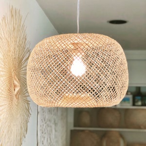 Minimalist lampshade,Bamboo Lampshade Pendant Light ,Boho Lampshade, Bamboo Hanging Lampshade, Wedding light, Shade Only